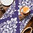 thumbnail image 3 of Purple Boho Table Runner 90 Inches, Vintage Classic Bohemia Flower Textured Bed Runner Dresser Scarves Tabletop for Indoor Outdoor Parties/Ceremony/Banquet, 13" x 90", 3 of 9