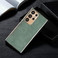 thumbnail image 3 of Compatible with Samsung Galaxy S24 Ultra Faux Leather Case Luxury Electroplated Bumper Phone Case Men Women Girls Full Body Slim Non-Slip Grip Shockproof Phone Cover, Green, 3 of 8