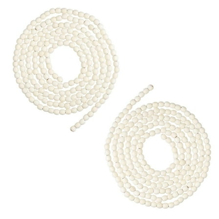 2pc Whitewashed Wooden Bead Garlands - Rustic, Christmas & Everyday Decor - Factory Direct Craft