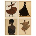 thumbnail image 7 of Framed Print Wall Art Set of 4 - Dancing Poster Art - 4 Pieces Women Portrait Modern Wall Decor for Living Room - 12"x16"x4 NATURAL, 7 of 7