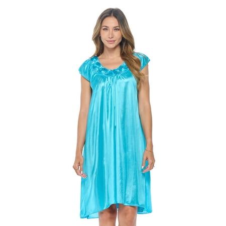 

Casual Nights Women s Cap Sleeve Rose Satin Nightgown
