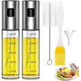 thumbnail image 1 of Pack of 2 oil sprayer bottles - glass bottle vinegar dispenser - with scale, with pastry brush, cleaning brush and oil funnel (100ML), 1 of 5