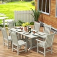 thumbnail image 2 of WestinTrends Malibu Outdoor Dining Table for 6, All Weather Poly Lumber Adirondack 71" Trestle Long Dining Table with Umbrella Hole, Sand, 2 of 7