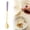Purple, variant on Tableware Set 410 Stainless Steel Dessert Spoon – 17.5cm Long Handle Ice Spoon with Ceramic Handle (Purple)