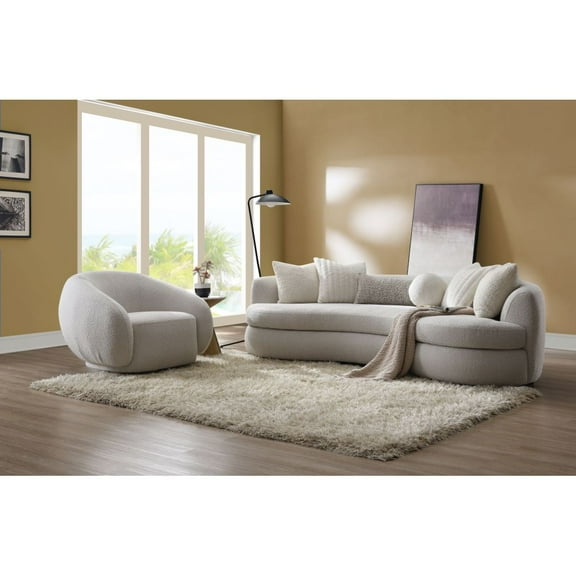 2-piece 105" Sofa with A 25" Swivel Chair, Large Size Sofa with A Curved Silhouette, Rounded Armrests, 6 Down Feather Filled Pillows