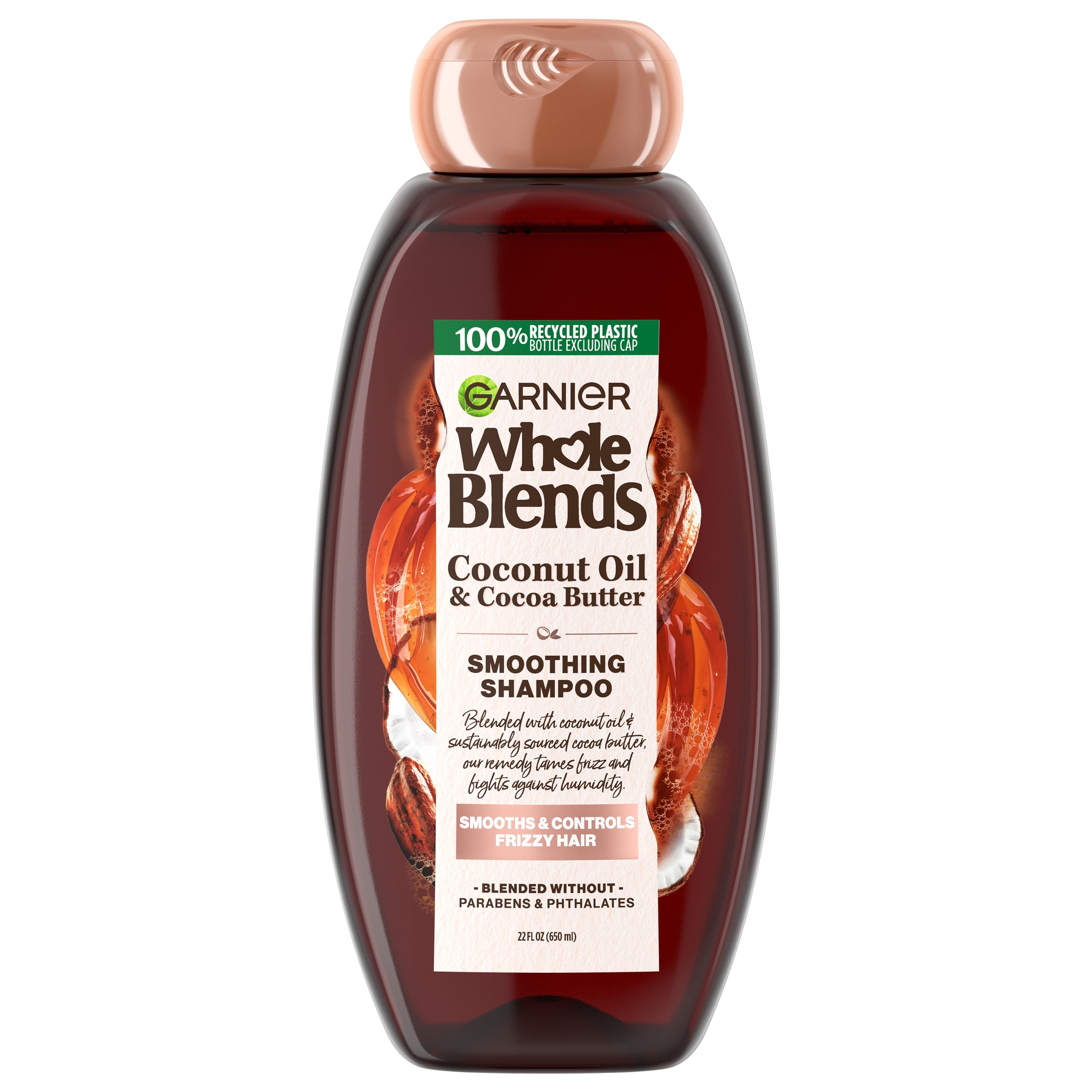 Garnier Whole Blends Frizz Control Nourishing Daily Shampoo with Coconut Oil & Cocoa Butter Extracts, 22 fl oz