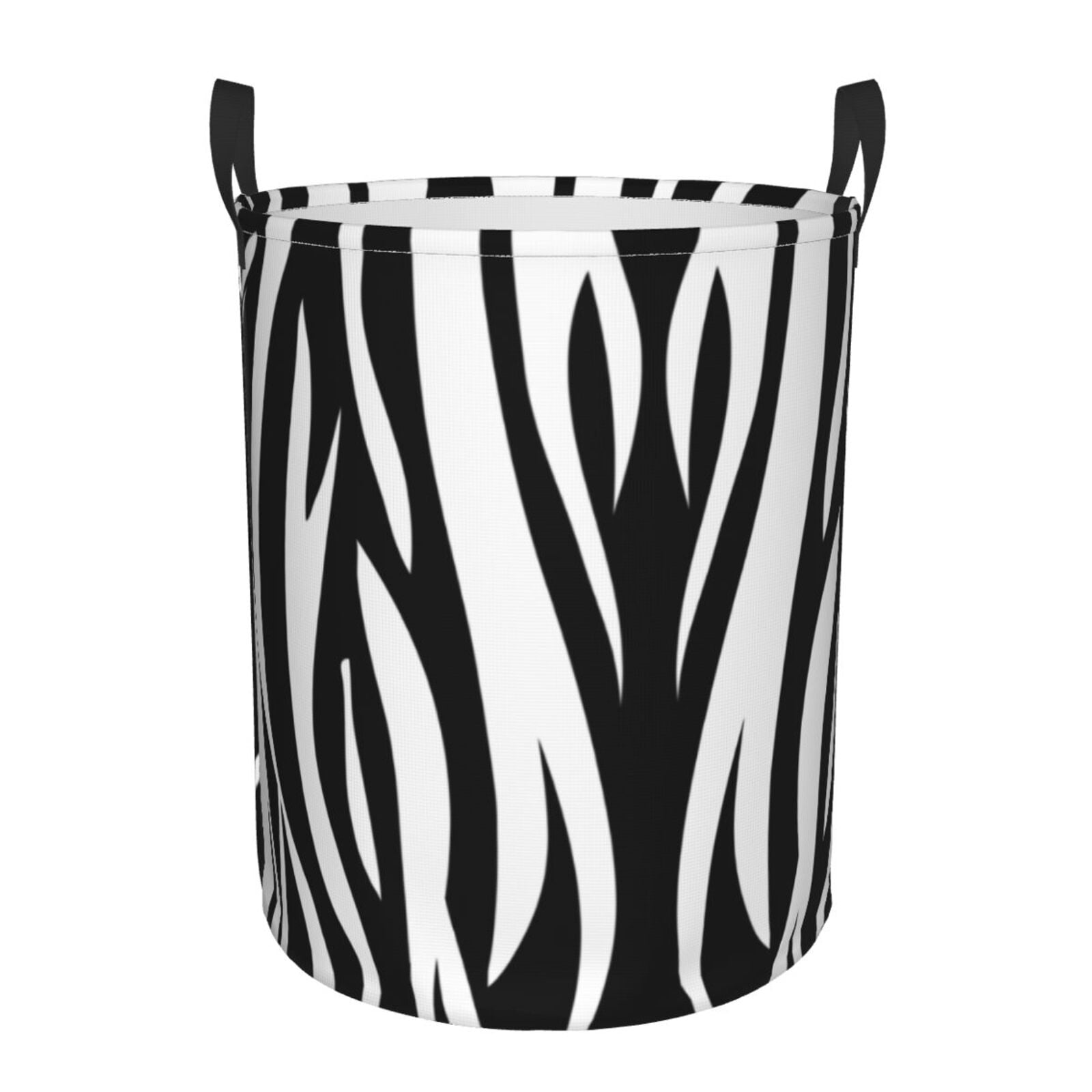 Round Laundry Basket, Zebra Print Pattern Bathroom Dirty Clothes Basket