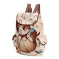 thumbnail image 4 of Mochila de lona de las mujeres de dibujos animados gato patrón escuela bolsillos bolsillos Casual Vi Abanopi Tipo 1, 4 of 6