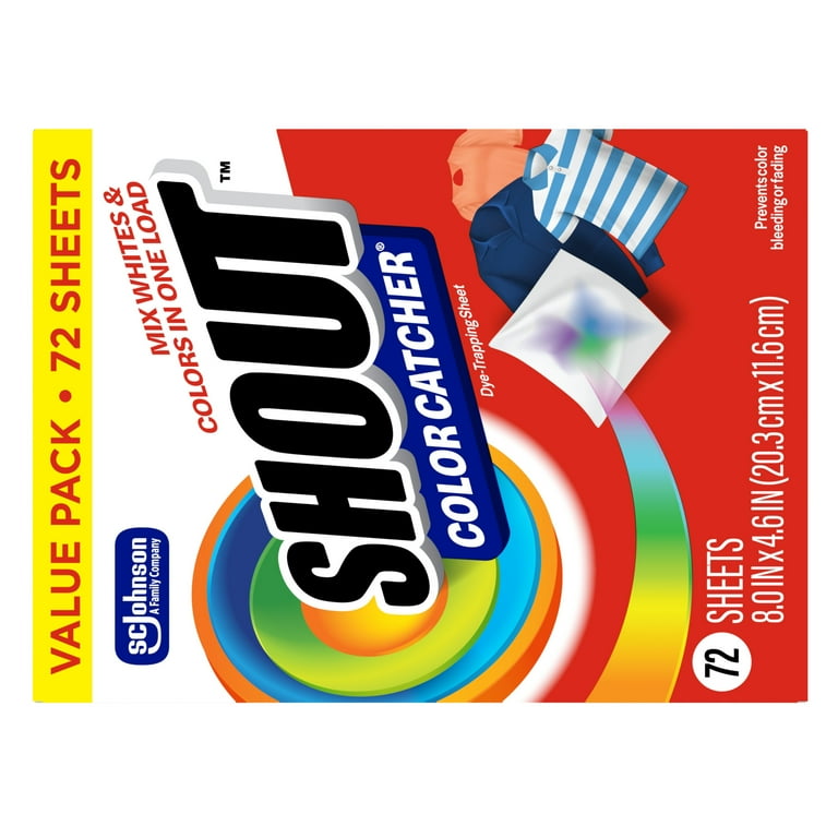 Shout Color Catcher, Laundry Washer Dye-Trapping Sheets, 72 Wash