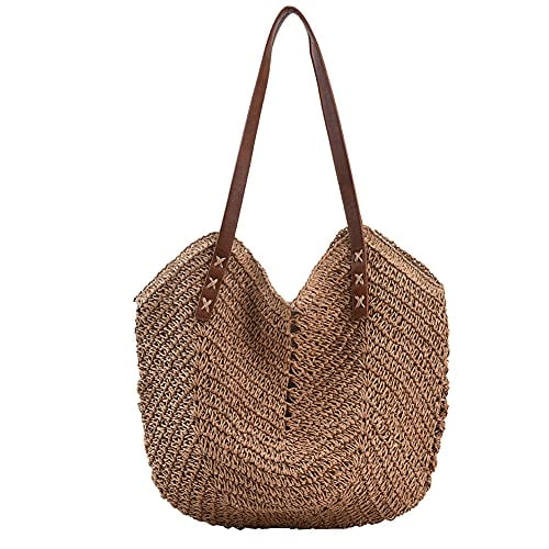 Straw Bag for Women Summer Beach Bag Soft Woven Tote Bag Large Rattan Shoulder Bag for Vacation