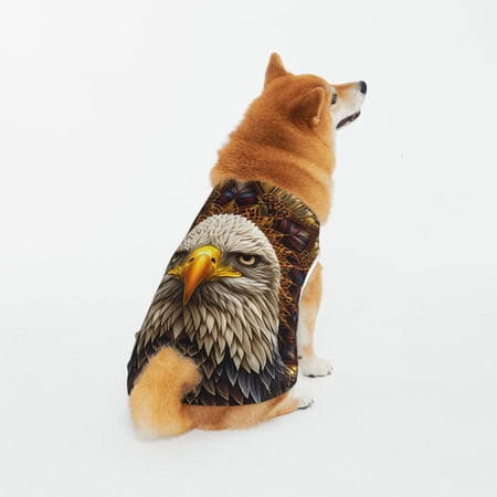 Honeii Vintage Pattern Bald Eagle Pattern 100% Cotton Dog Clothes Dog Costumes Doggie Shirts Puppy Shirt Pet Vest Tank Top Cat Tee-5X-Large