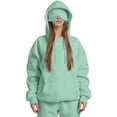 thumbnail image 2 of Women Hoodies with Eye Mask Oversized Long Sleeve Comfy Casual Basic Pullover Sweatshirts Fall Outfits Y2K Clothes Light Green M, 2 of 7