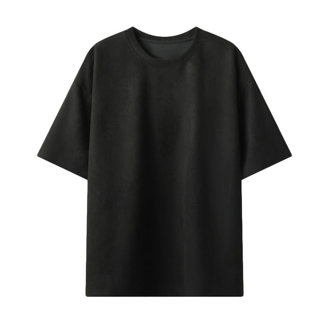 AherBiu T-Shirts pour Hommes Col Rond Manches Courtes T-Shirt pour Hommes Flanelle Décontracté Mode T-Shirts Hauts pour Hommes