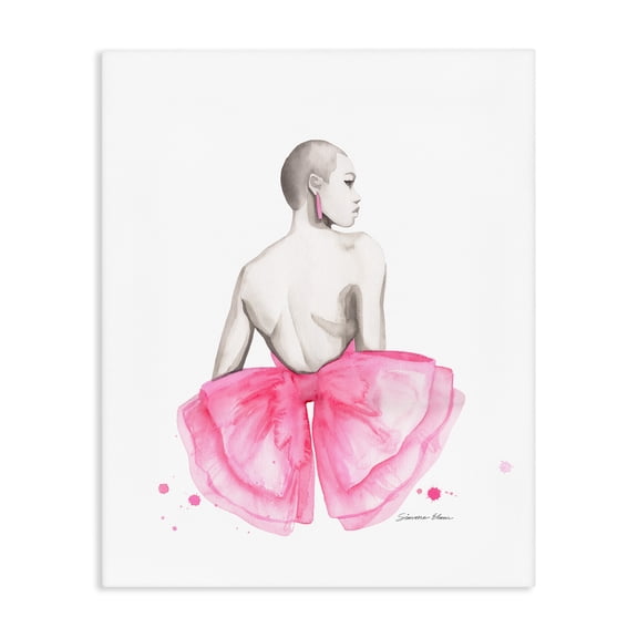 Stupell Industries Contemporary Pink Bow Portrait From Behind Canvas Art, 16 x 20, by Simone Elum