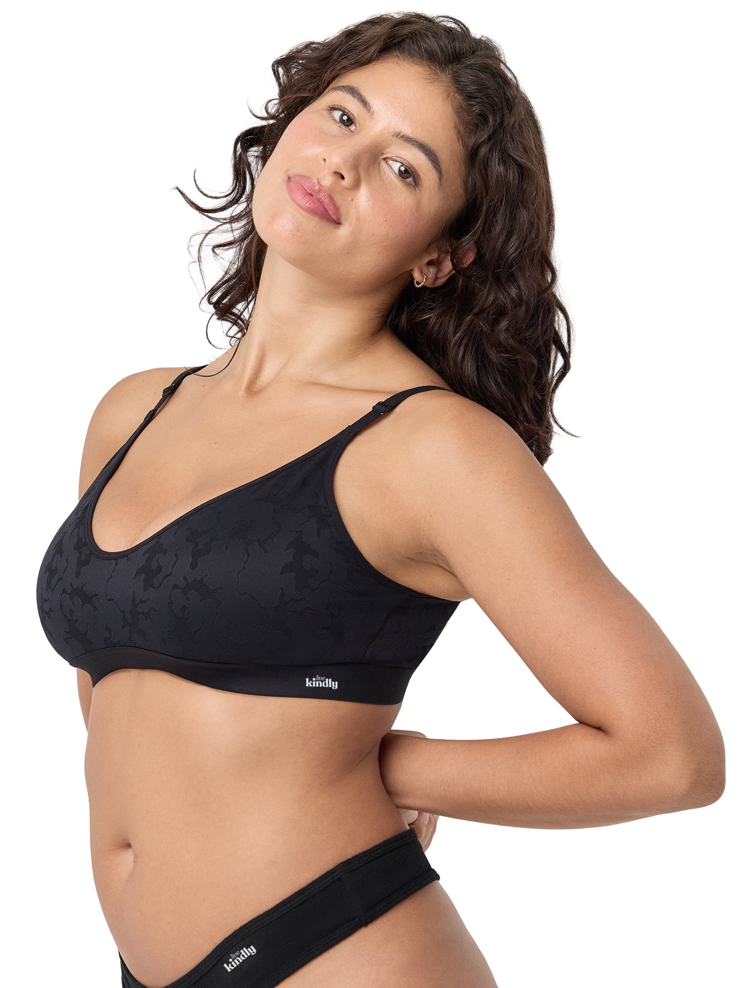 Kindly Yours Women’s Wire Free Scoop Neck Lace Bralette, Sizes S-XXXL