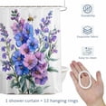 thumbnail image 4 of Blue Purple Lavender Shower Curtain for Bathroom, Spring Bee Floral Flower Leaf Watercolor Waterproof Cloth Fabric Bathroom Accessories Set with 12 Rust Proof Plastic Hooks, 48"x72", 4 of 9