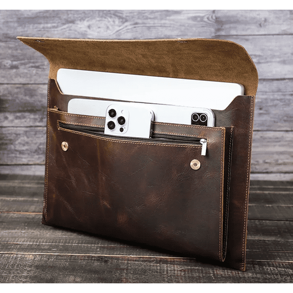 Genuine Leather Laptop Case Sleeve for Apple MacBook Air MacBook Pro and for most Laptops up to 14"in