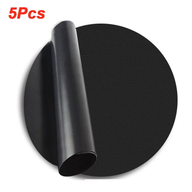 5 uds. Alfombrilla para asar de 24cm, reutilizable, antiadherente, redonda, para barbacoa, mate