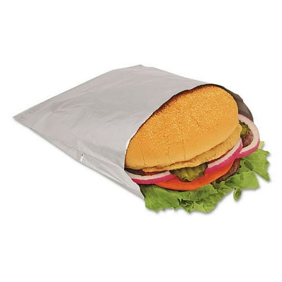 Foil Single-Serve Bags, Unlabeled Burger, 6" x 0.75" x 6.5", Silver, 1,000/Carton | Bundle of 2