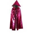thumbnail image 2 of REDARER Kids Halloween Cosplay Hooded Cloak Shiny Metallic Cape with Front Tie Closure for Fancy Dress Party Outfit,75cm, 2 of 5