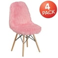 thumbnail image 3 of BizChair 4 Pack Shaggy Dog Light Pink Accent Chair, 3 of 9
