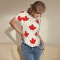 thumbnail image 3 of Sikiie Joyeuse Fête du Canada pour Femmes Justaucorps à Manches Courtes, Justaucorps à Encolure Ronde avec Boutons-Pression-Moyen, 3 of 7