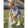 thumbnail image 6 of BemeyourBBs Toddler Baby Boys Baseball Outfits Waffle Knit Summer Clothes Short Sleeve Letter Embroidery T Shirt Tops and Shorts Set, 6 of 8