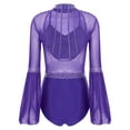 thumbnail image 4 of Yartina Women's Flared Sleeve Gymnastics Leotards Backless Ballet Dance Leotard Figure Skating Jumpsuit Purple XL, 4 of 7