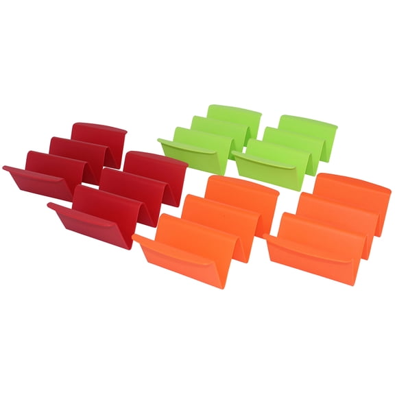 IMUSA 6pc Taco Holder Set, Red/Orange/Green