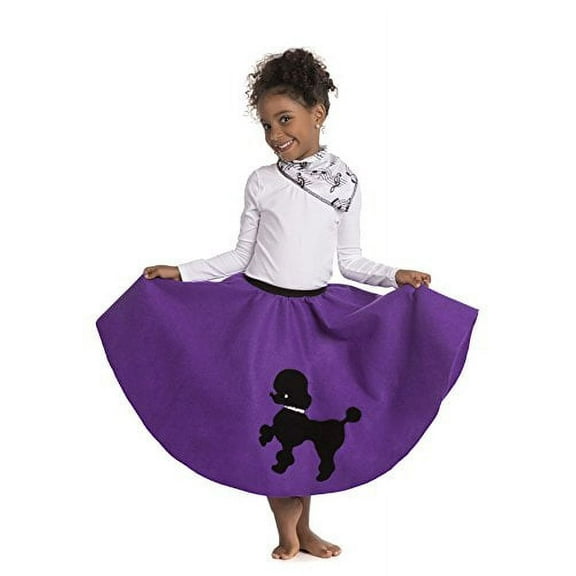 Kidcostumes Poodle Skirt with Musical Note printed Scarf Purple