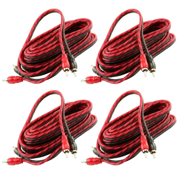 4 Pack DS18 12 Ft 2 Channel RCA Cables Car Audio Shielded Interconnect