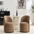 thumbnail image 4 of Upholstered Kitchen & Dining Room Barrel Chair, Mid Century Modern Round Velvet Dining Chair, 360 Degree Swivel Comfy Armless Accent Makeup Vanity Side Chair for Bedroom Living Room, Set Of 1, 4 of 7