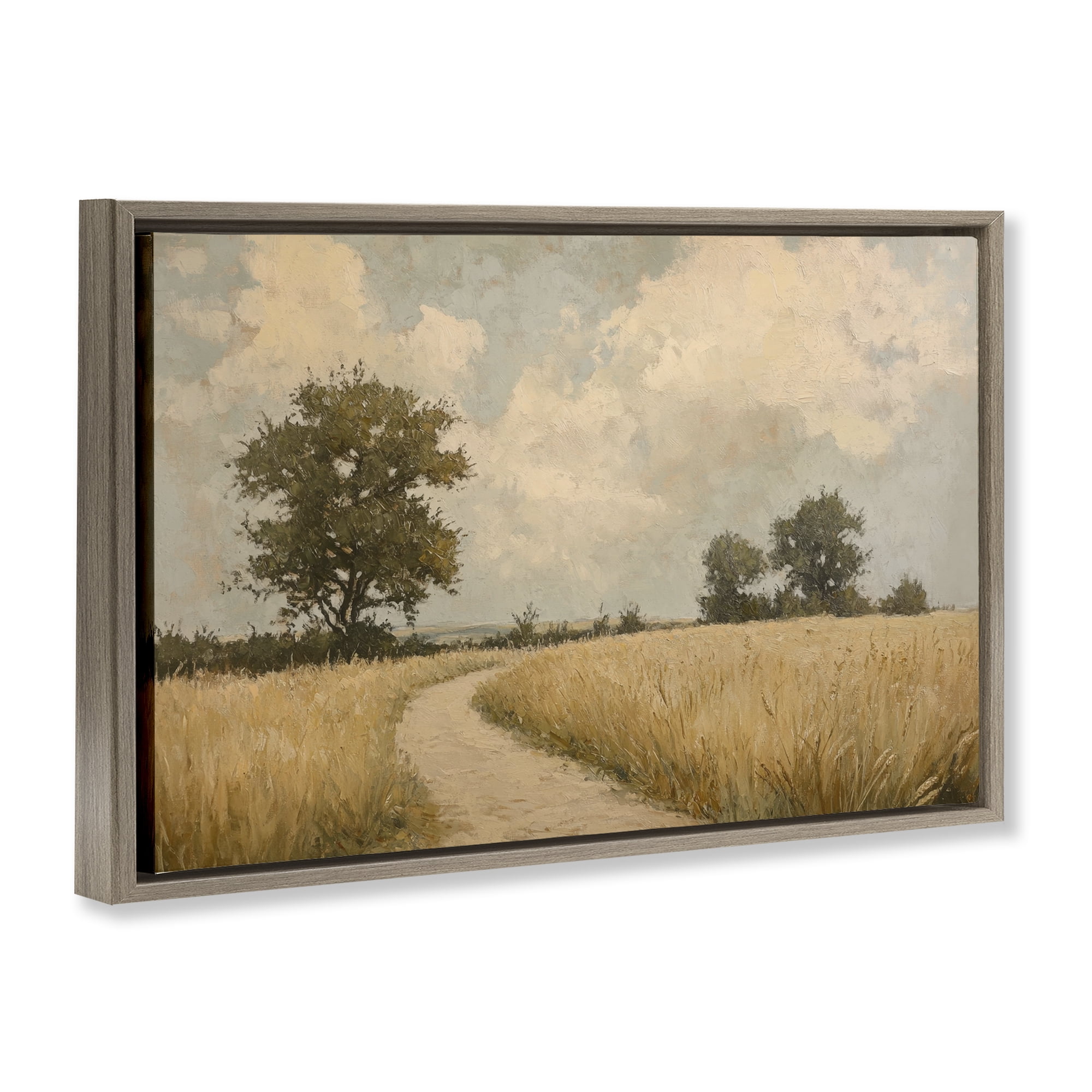 Stupell Industries Soft Field of Wheat Brown Framed Floater Canvas Wall Art, design by Petal Prints Design