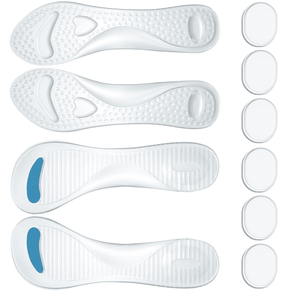 2Pairs High Heel Cushion Inserts and 6 Pcs Gel Heel Pads, Shoe Fillers Clear Gel Shoe Inserts for Women Self Adhesive Soft Silicone for Ladies Sandals