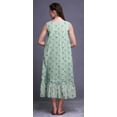 thumbnail image 3 of Bimba Pastel Mint12 Floral Clover Leaves Mid Calf Nightwear Ladies Cotton Printed Sleeveless Night Gown Maxi Dress Small, 3 of 6