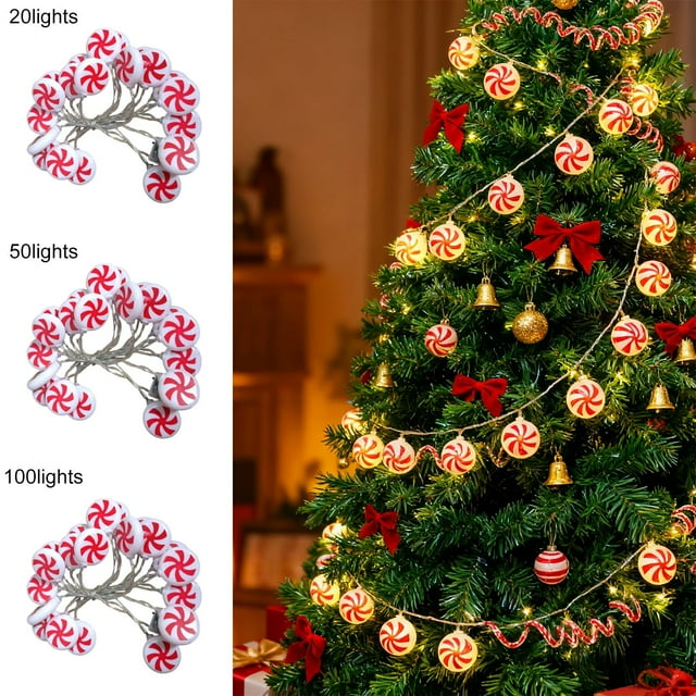 Christmas Red Windmill String Lights LED Plug-In 33ft Warm White Christmas Decoration Indoor Outdoor Tree Decor Transparent Bulbs Bright LEDs