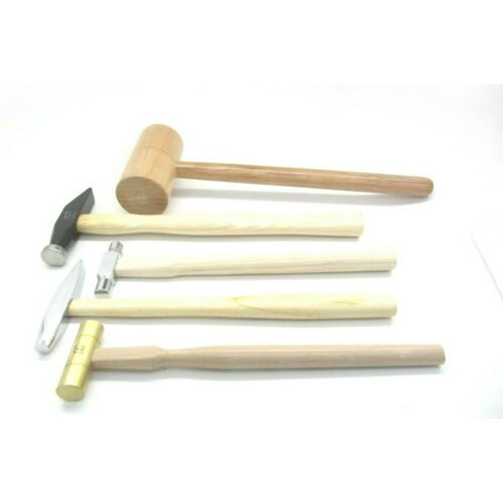 5 Piece Jewelers Hammer Set, Professional Kit Including 2 Oz Ball Peen
