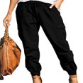 thumbnail image 1 of Pantalon Cargo Jogger pour Femmes Taille Haute à Cordon de Serrage avec Poches Coupe Ajustée Randonnée Entraînement Gris, 1 of 6
