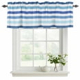 thumbnail image 2 of Blue Striped Valances for Windows, Decorative Rod Pocket Window Valance Curtains, Navy Ombre Sky White Geometric Ocean Short Curtain Drapes for Kitchen/Bathroom/Living Room, 2 Panels, 54" W x 18" L, 2 of 8