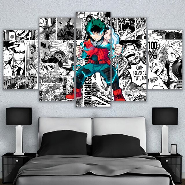 5 Cuadros Decorativos My Hero Academia Izuku Midoriya Fondo Manga Canvas Listo Para Colgar Jungle Art Impresion Tela Arte