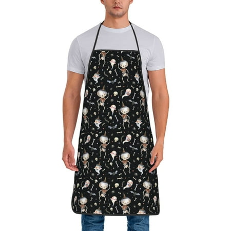 

Gaeub cute Skull bone Print Apron for Men and Women Waterproof Apron for Cooking Dishwashing Lab Butcher Dog Grooming