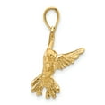 thumbnail image 2 of 14k Yellow Gold Solid 2-D Hummingbird Charm Pendant, 2 of 7
