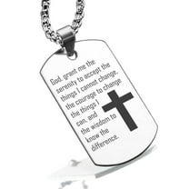 Stainless Steel The Serenity Prayer Dog Tag Pendant Necklace