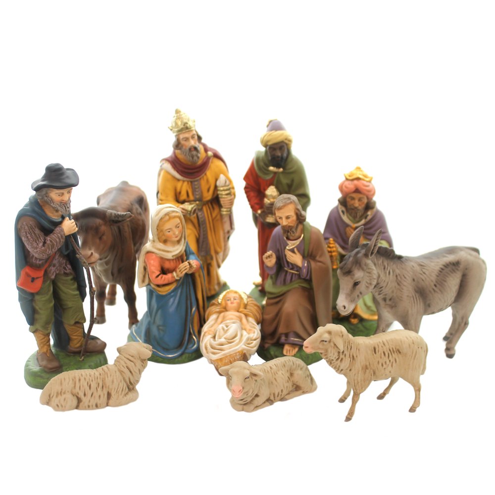 Marolin NATIVITY SET OF 12 Paper Mache Germany Mary Joseph Kings 151160