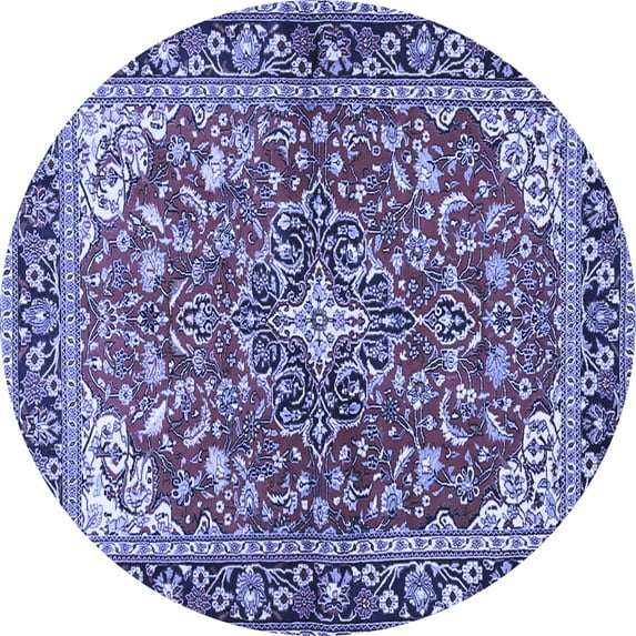 Ahgly Company Indoor Round Medallion Blue Traditional Area Rugs, 5' Round