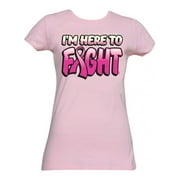 Womens Breast Cancer Awareness "I'm Here to Fight" T-Shirt - Pink - Small