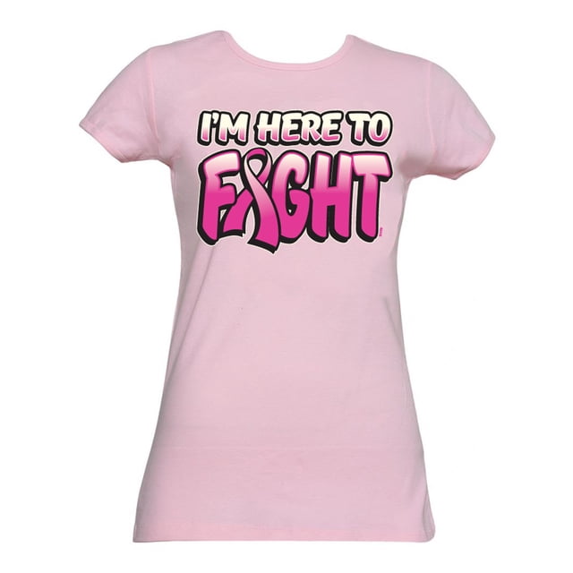 Conciencia de c?ncer de mama para mujer "Estoy aqu? para luchar" camiseta - rosa - x-grande Awareness Camiseta de manga corta