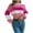 Pink, variant on Wyobmus Womens Round Neck Sweaters Casual Color Block Cropped Sweaters Lantern Long Sleeve Pullover Midriff-Baring Sweater Blue