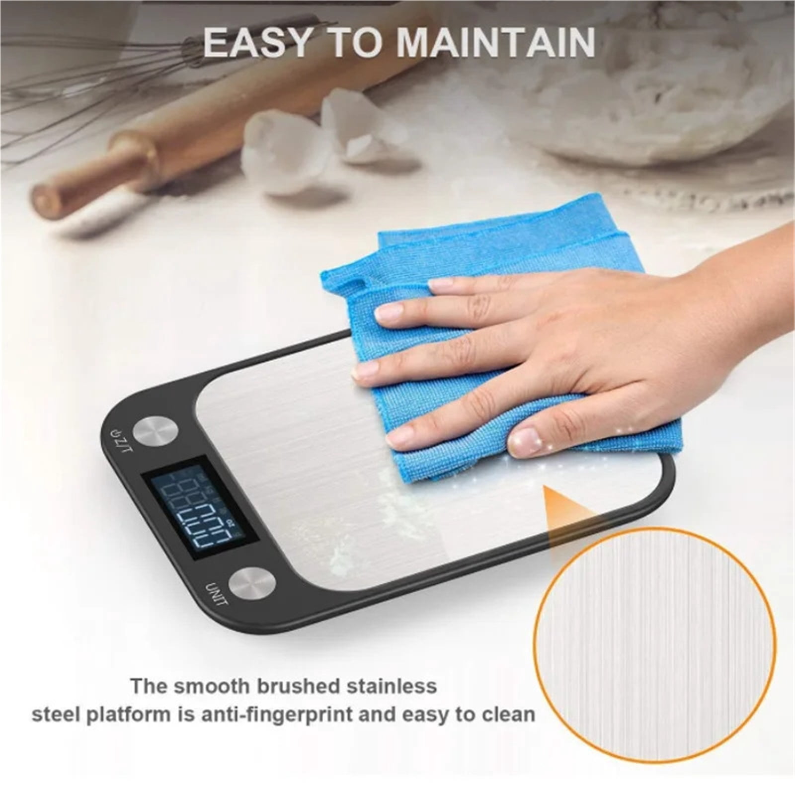 Kitchen Scale Weighing Food Coffee Balance Smart Electronic Digital Scales Stainless Steel Design for Cooking and Baking