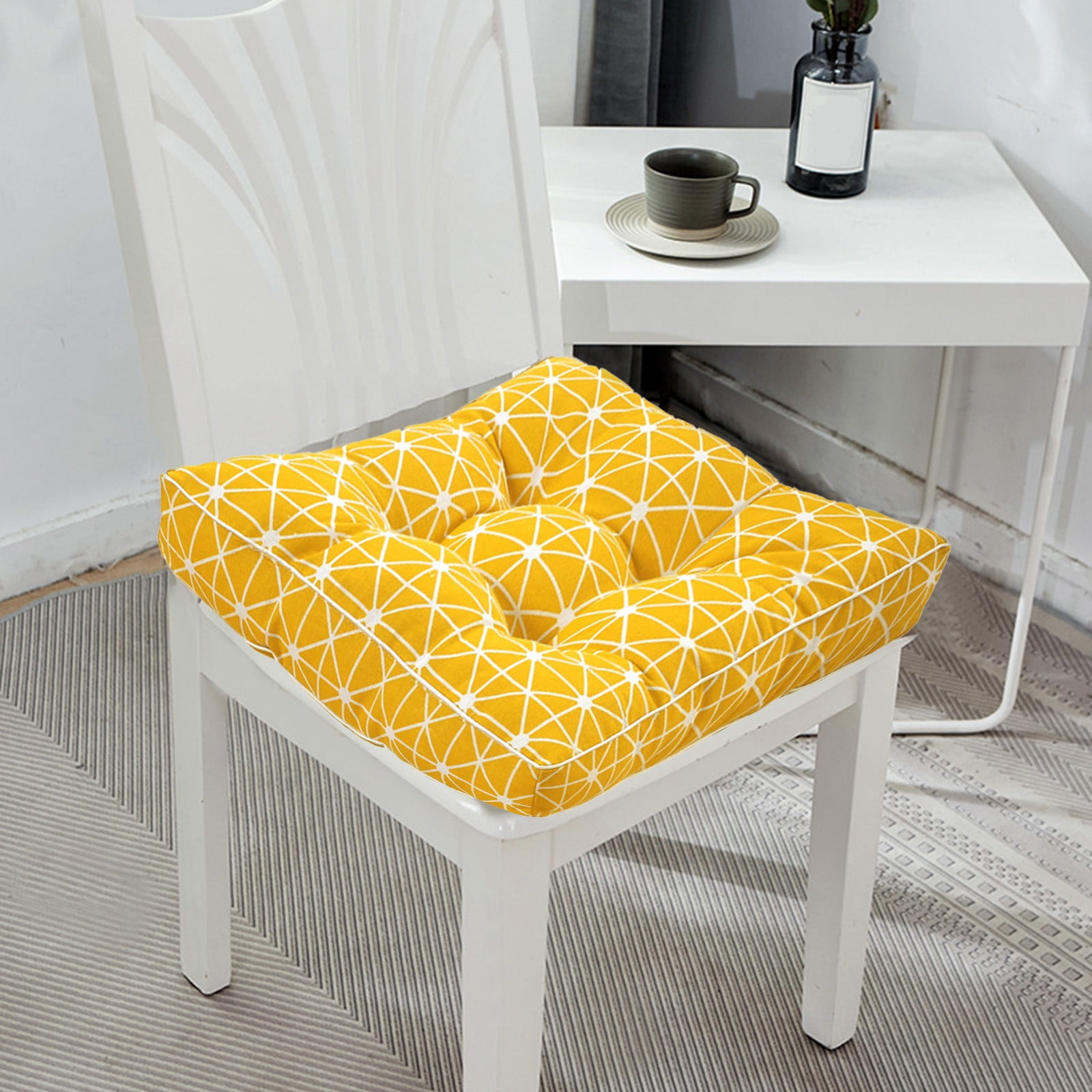 TTJ Square Linen Office Stool Seat Cushion 17.7x17.7 in Breathable